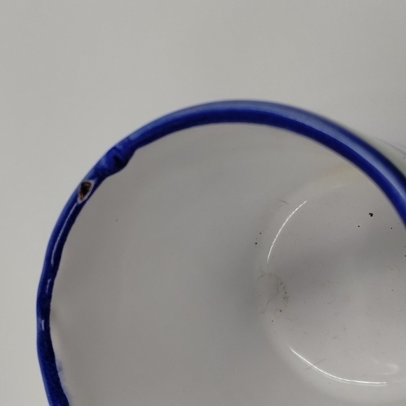 Italy Mugs Blue White Green Striped Mugs Set of 4 - Picture 4 of 6